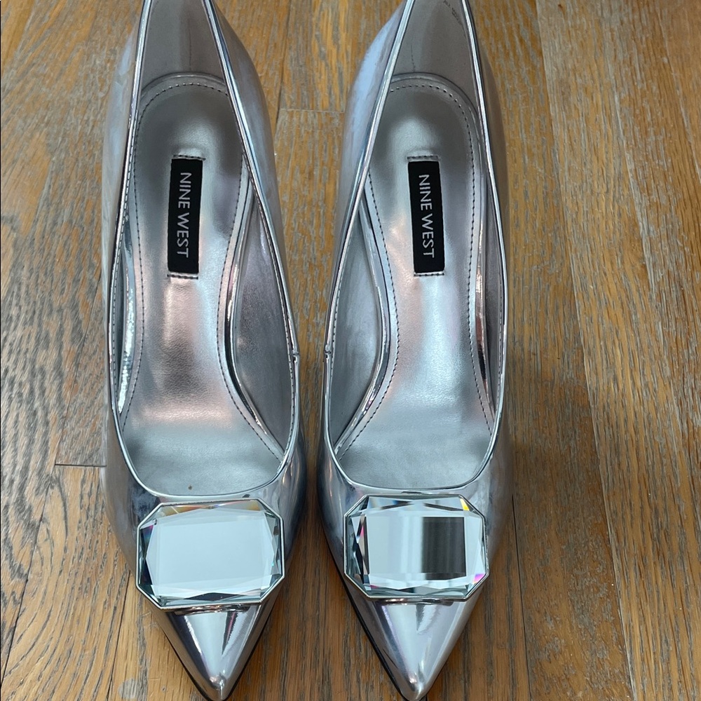 Nine West silver heels